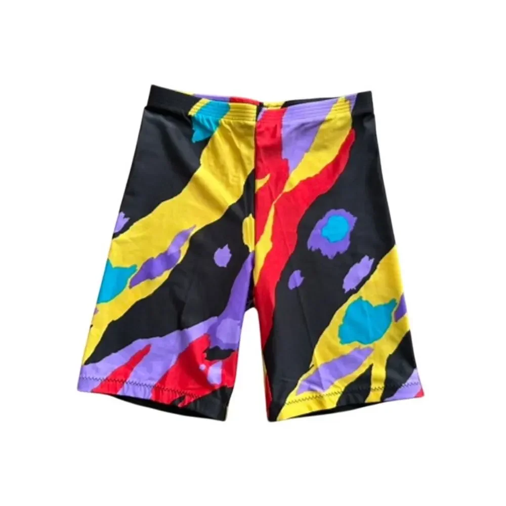 Vintage 80s 90s Wags Neon Abstract Paint Splatter Bike Shorts High Waist M